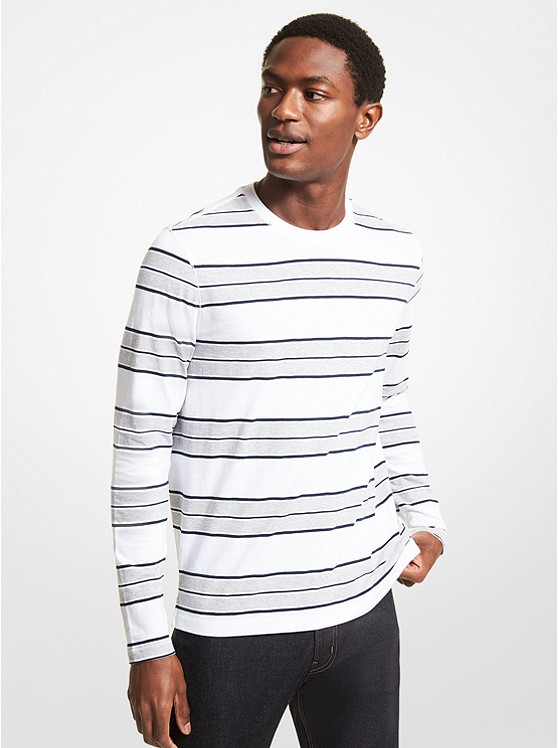 MK CR150J9220 Striped Cotton Jersey Shirt WHITE