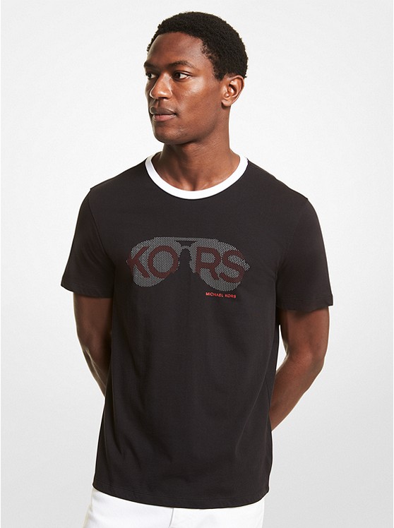 MK CR150KUFV4 Printed Cotton Jersey T-Shirt BLACK