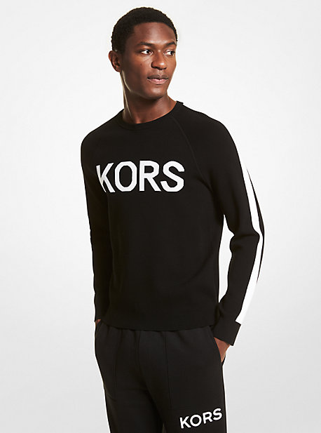 CR1602L2LY - KORS Stretch Viscose Sweater BLACK/WHITE