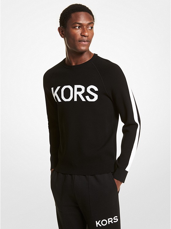MK CR1602L2LY KORS Stretch Viscose Sweater BLACK/WHITE