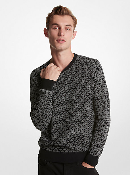 CR3606K469 - Logo Cotton Jacquard Sweater BLACK