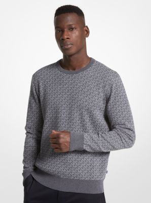 CR3606K469 - Logo Cotton Jacquard Sweater ASH