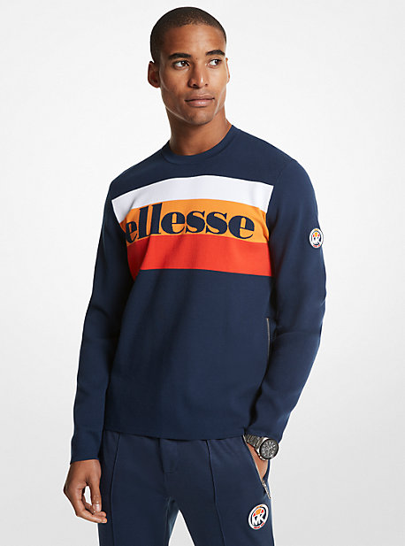 CR3606O2LY - MK X ellesse Striped Logo Stretch Viscose Sweater DRESS BLUES