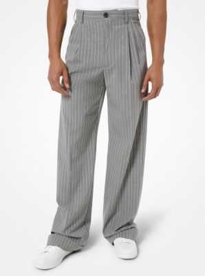 CS03CW089P - Pinstripe Stretch Wool Pleated Trousers BANKER GREY