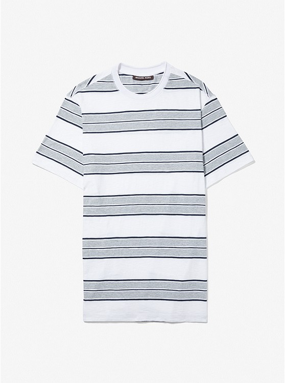MK CS1504B220 Striped Slub Cotton T-Shirt WHITE