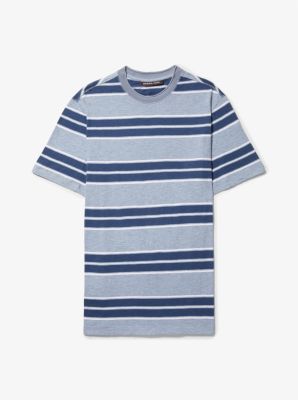 CS1504B220 - Striped Slub Cotton T-Shirt FADED DENIM/HEATHER