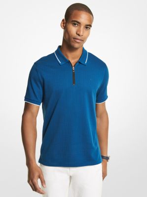 CS250R65E0 - Waffle-Knit Cotton Polo Shirt RIVER BLUE
