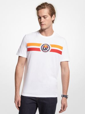 CS250VHFV4 - MK X ellesse Logo Stripe Cotton T-Shirt OPTIC WHITE