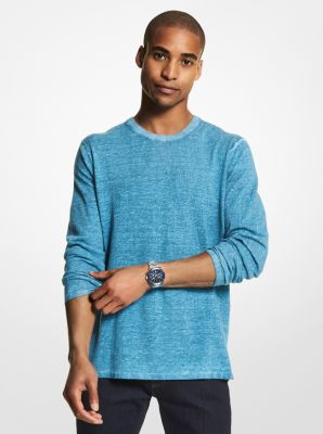 CS2603O687 - Linen and Cotton Blend Sweater NASSAU TEAL