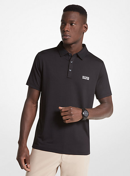 CS351K75GK - Golf Logo Stretch Jersey Polo Shirt BLACK