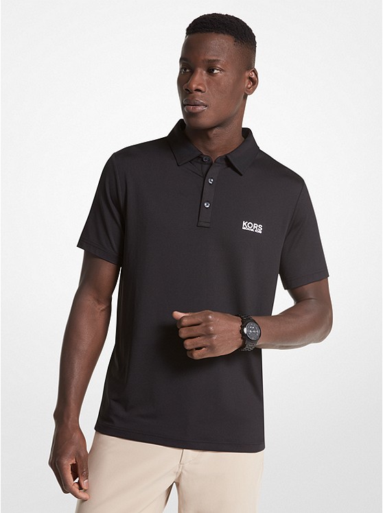 MK CS351K75GK Golf Logo Stretch Jersey Polo Shirt BLACK