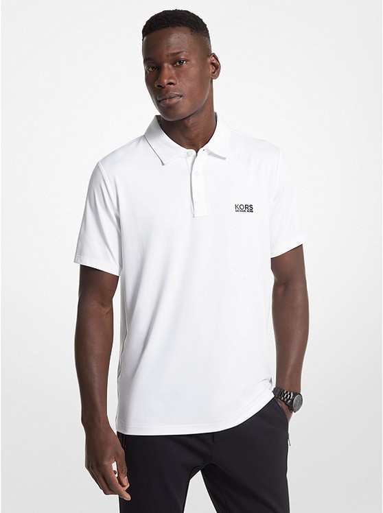 MK CS351K75GK Golf Logo Stretch Jersey Polo Shirt WHITE
