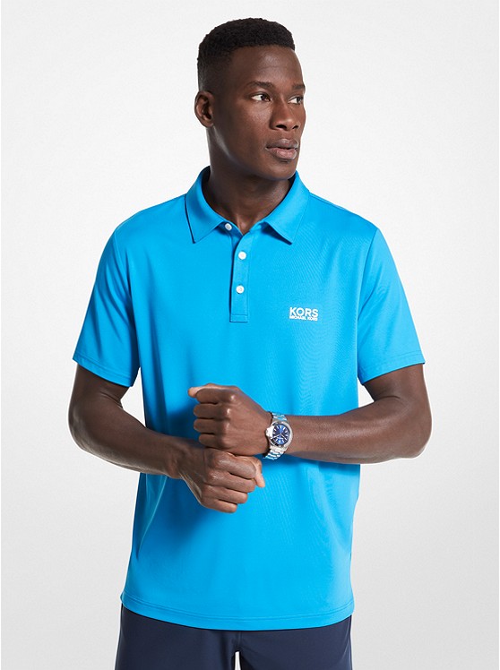 MK CS351K75GK Golf Logo Stretch Jersey Polo Shirt BRIGHT CYAN BLUE
