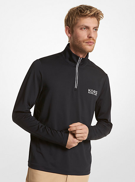 CS351K85GK - Golf Logo Stretch Knit Quarter-Zip Sweater BLACK