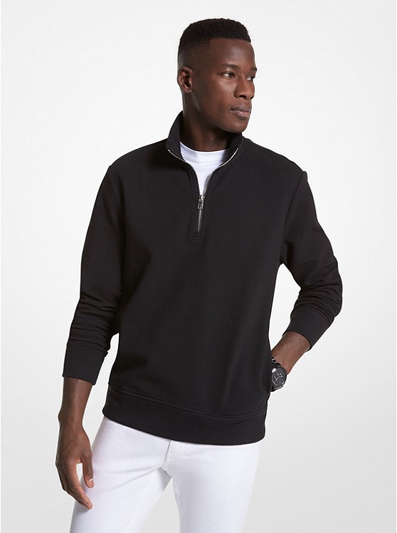 MK CS351N18DK Cotton Blend Half-Zip Sweater BLACK
