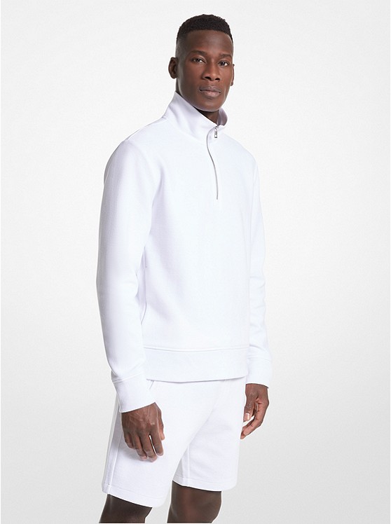 MK CS351N18DK Cotton Blend Half-Zip Sweater WHITE
