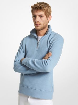 CS351N18DK - Cotton Blend Half-Zip Sweater CHAMBRAY