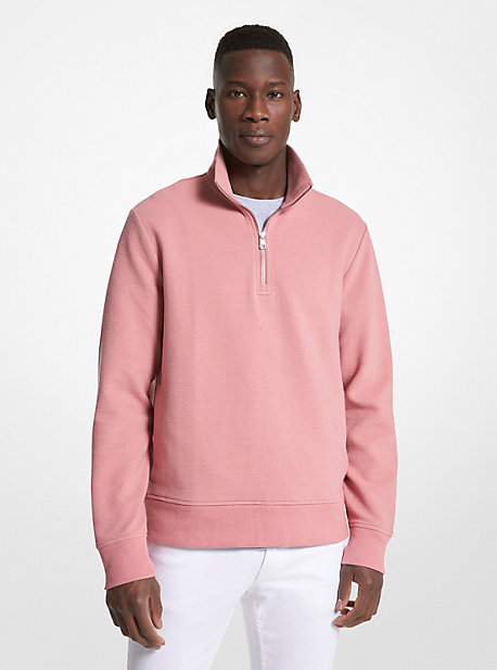 CS351N18DK - Cotton Blend Half-Zip Sweater DUSTY ROSE