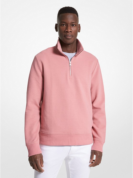 MK CS351N18DK Cotton Blend Half-Zip Sweater DUSTY ROSE