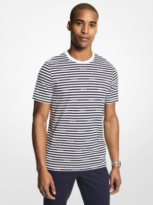 CU2510QFV4 - Logo Striped Cotton Jersey T-Shirt MIDNIGHT