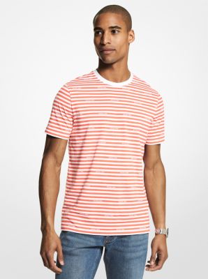 CU2510QFV4 - Logo Striped Cotton Jersey T-Shirt SANGRIA