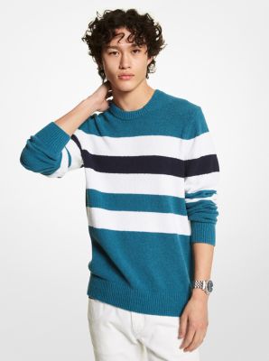 CU2604C5GF - Striped Cotton Blend Sweater NASSAU TEAL