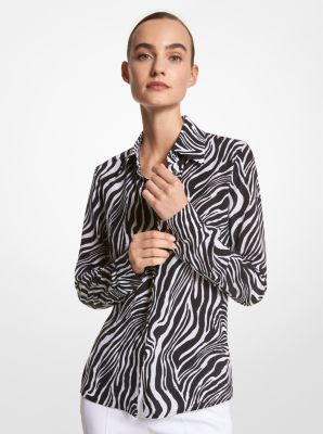 CWA7110218 - Hansen Zebra Silk Crepe De Chine Shirt BLACK/OPTIC WHITE