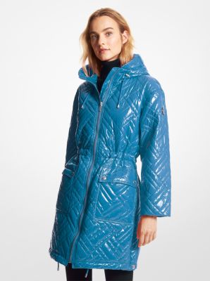 JH12059D2W - Quilted Ciré Nylon Puffer Coat LAGOON