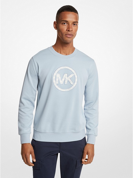 MK JS3512U8BN Logo Charm Cotton Blend Sweatshirt LT CHAMBRAY