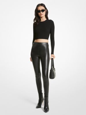 MB9304Y2S8 - Stretch Faux Leather Leggings BLACK