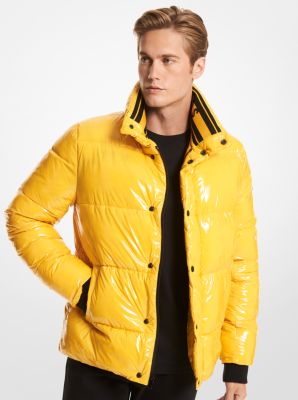 MC60651 - Quilted Patent Nylon Puffer Jacket ANTIQUE YELLOW
