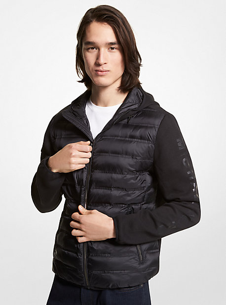 MC62592 - Camouflage Quilted Nylon Hooded Vest BLACK