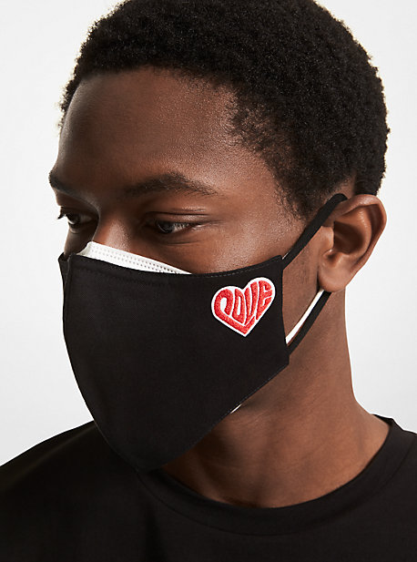 MF100165HN - Watch Hunger Stop LOVE Organic Cotton Face Mask BLACK