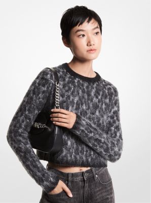 MF1605Y3H5 - Leopard Jacquard Cropped Sweater PEARL HEATHER