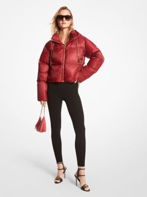 MF2209H4L1 - Cropped Logo Quilted Puffer Jacket CRIMSON