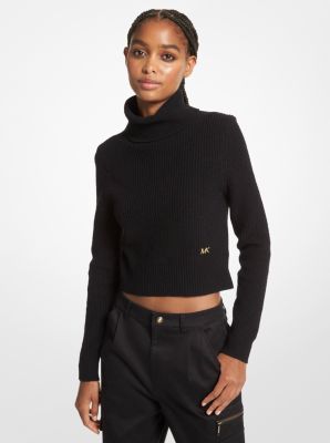 MF260HD6V1 - Stretch Wool Cropped Turtleneck Sweater BLACK