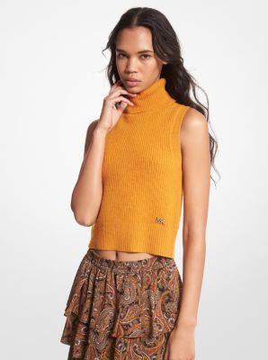 MF260L16V1 - Sleeveless Wool and Cashmere Turtleneck Top MARIGOLD