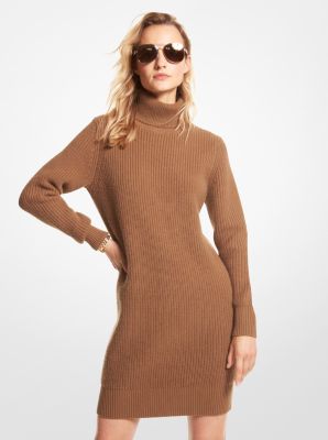 MF280WG6V1 - Ribbed Wool and Cashmere Blend Turtleneck Sweater Dress HUSK