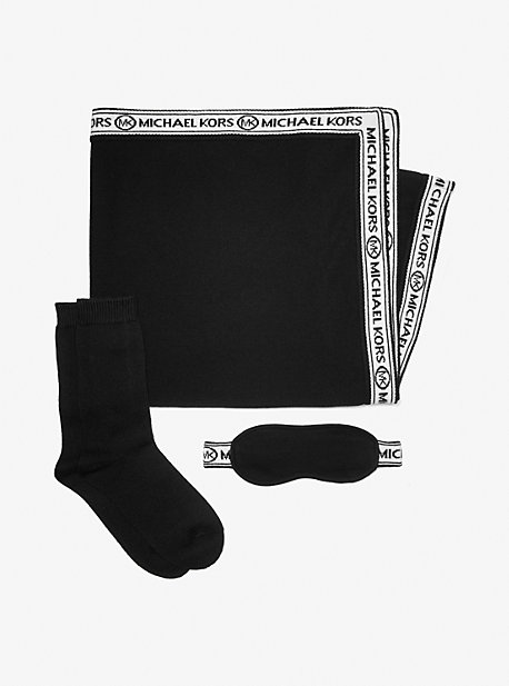 MH00B7YGAG - Logo Tape Knit Nylon Blend Travel Accessory Set BLACK
