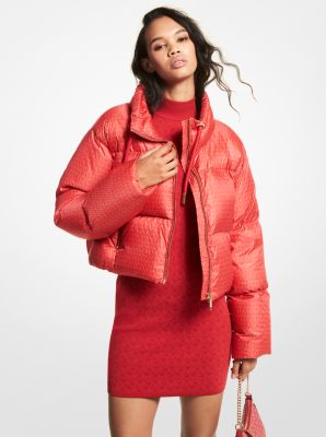 MH1204A43D - Cropped Logo Quilted Puffer Jacket CRIMSON