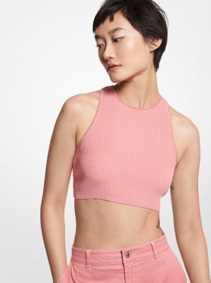 MH1605G33D - Ribbed Stretch Viscose Cropped Tank Top DUSTY ROSE