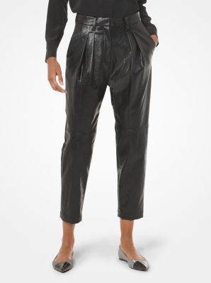 MH93HA7EFU - Faux Leather Pleated Pants BLACK