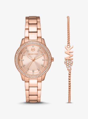 MK1058SET - Mini Tibby Rose Gold-Tone Pavé Watch and Bracelet Gift Set ROSE GOLD