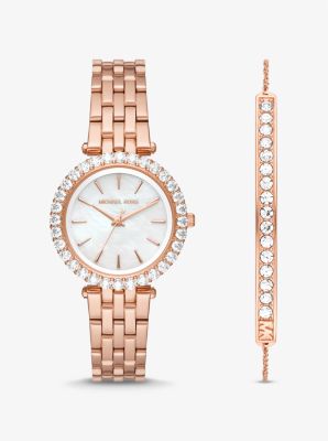 MK1064SET - Mini Darci Pave Rose Gold-Tone Watch and Bracelet Gift Set ROSE GOLD