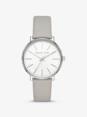 MK2797 - Pyper Silver-Tone and Leather Watch GREY