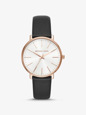 MK2834 - Pyper Rose Gold-Tone and Leather Watch BLACK