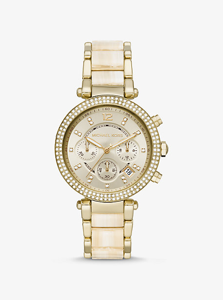 MK6831 - Oversized Parker Gold-Tone and Acetate Watch GOLD