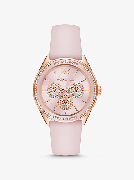 MK6946 - Oversized Sport Rose Gold-Tone and Silicone Watch PINK
