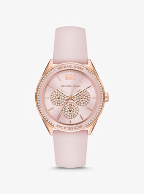 MK6946 - Oversized Sport Rose Gold-Tone and Silicone Watch PINK