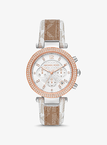 MK6950 - Parker Pavé Two-Tone and Logo Watch SAND